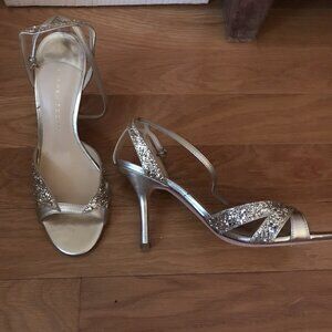 Ivanka Trump gold glitter sequin heels shoes pumps leather sandals